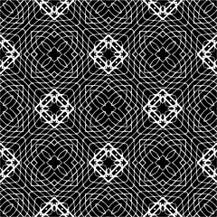 Vector geometric seamless pattern. Minimal ornamental background with abstract shapes. Black and white texture. Simple abstract ornament background. Dark repeat design for decor, fabric, cloth.