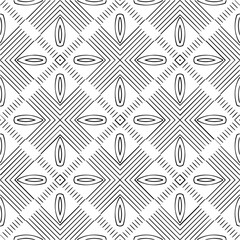 Vector geometric seamless pattern. Minimal ornamental background with abstract shapes. Black and white texture. Simple abstract ornament background. Dark repeat design for decor, fabric, cloth.