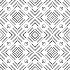 Vector geometric seamless pattern. Minimal ornamental background with abstract shapes. Black and white texture. Simple abstract ornament background. Dark repeat design for decor, fabric, cloth.