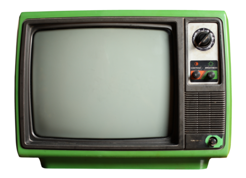 Old television isolated on white background. Classic vintage retro style old TV.