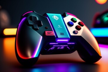 A gamer Gaming set up Cyberpunk , neon , futuristic , incredible quality 8k - Generative AI