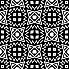 Vector geometric seamless pattern. Monochrome ornamental texture with smooth linear shapes, zigzag lines, lace pattern. Simple abstract ornament background. Dark repeat design for decor, fabric, cloth