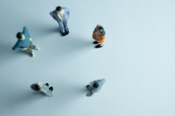 Photo from above A Business Team stand in a circle and meeting over white background suitable for meeting,teamwork,collaboration,communication,planning, strategy and corporate idea