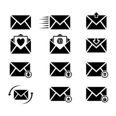 Set of mail icon. Black mail symbol for website design, mobile application, and other. Vector illustration.
