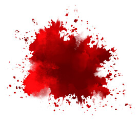 horror illustration abstract red paint splash, blood stain isolated on blank space.