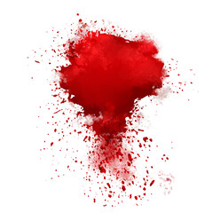 horror illustration abstract red paint splash, blood stain isolated on blank space.