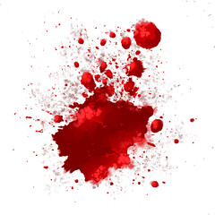 horror illustration abstract red paint splash, blood stain isolated on blank space.