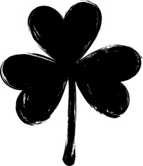 Black brush stroke clover. Shamrock, trefoil symbol for Saint Patrick's Day greetings and...