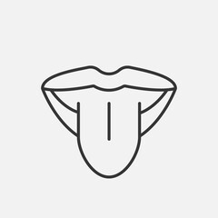 Mouth and open tongue line icon.  Speech Therapy, Talk or Speak concept. Vector illustartion