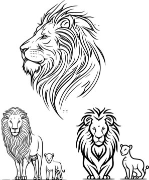 Logo, icon image of a lion with a family