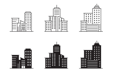 Buildings icon office zone, city icon for web app logo banner poster