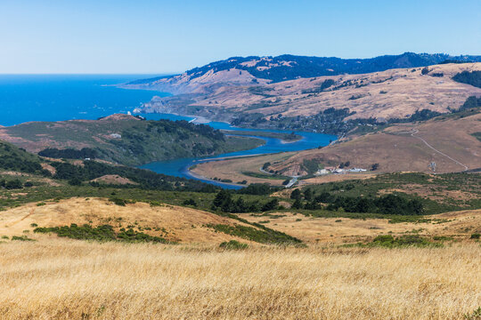 Looking down on Jenner, where the Russian River and the Pacific Ocean.