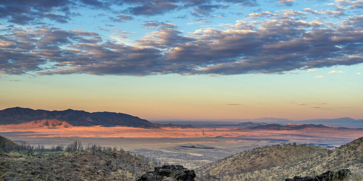 Scenic sunrise in the desert of Utah, off highway 50, as seem from Paul Bunyan's Woodpile, Nephi, Utah