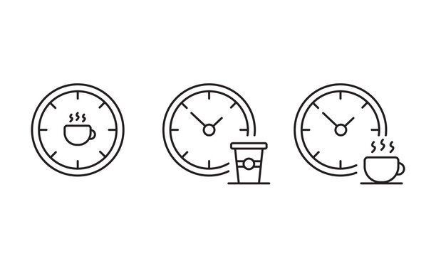 Coffee time icon vector, cup clock symbols Coffee Break for button logo banner app web - Vector
