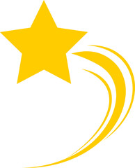 Yellow shooting star falling icon PNG