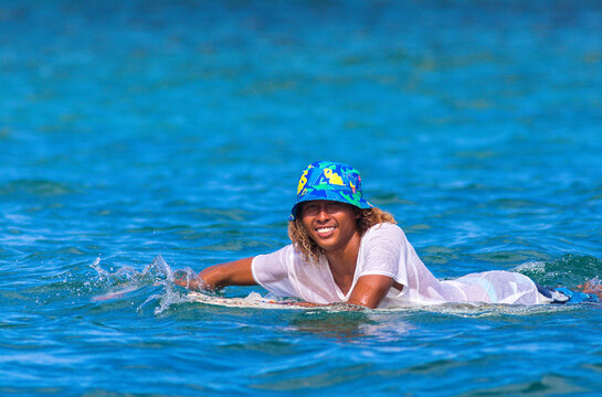 Surfer in an ocean.