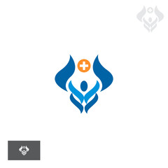 Healthcare, healing and care Logo template vector design illustration with healthy icons suitable for health establishments, health care, hospitals and health centers. Logo design