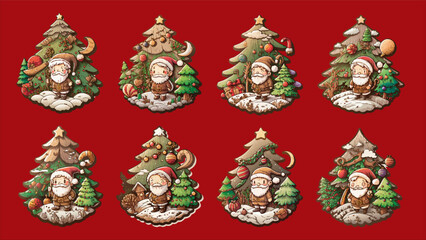 A Various of Cute Christmas Badge (Chritmas Tree, Santa clause, Snow)