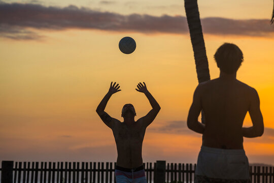 Beach Volleyball at sunset.