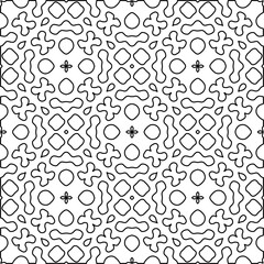 Monochrome ornamental texture with smooth linear shapes, zigzag lines, lace pattern.Abstract geometric black and white pattern for web page, textures, card, poster, fabric, textile.