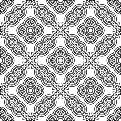 Monochrome ornamental texture with smooth linear shapes, zigzag lines, lace pattern.Abstract geometric black and white pattern for web page, textures, card, poster, fabric, textile.