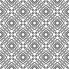 Fototapeta premium Monochrome ornamental texture with smooth linear shapes, zigzag lines, lace pattern.Abstract geometric black and white pattern for web page, textures, card, poster, fabric, textile.