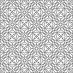 Monochrome ornamental texture with smooth linear shapes, zigzag lines, lace pattern.Abstract geometric black and white pattern for web page, textures, card, poster, fabric, textile.