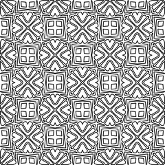 Monochrome ornamental texture with smooth linear shapes, zigzag lines, lace pattern.Abstract geometric black and white pattern for web page, textures, card, poster, fabric, textile.