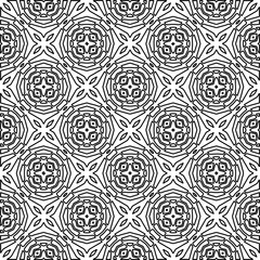 Monochrome ornamental texture with smooth linear shapes, zigzag lines, lace pattern.Abstract geometric black and white pattern for web page, textures, card, poster, fabric, textile.
