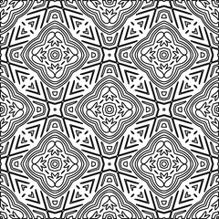 Monochrome ornamental texture with smooth linear shapes, zigzag lines, lace pattern.Abstract geometric black and white pattern for web page, textures, card, poster, fabric, textile.