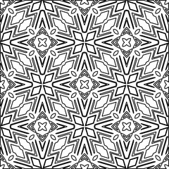 Monochrome ornamental texture with smooth linear shapes, zigzag lines, lace pattern.Abstract geometric black and white pattern for web page, textures, card, poster, fabric, textile.