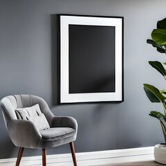 a chair in an office with a blank photo