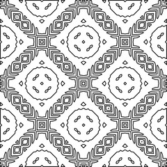 Monochrome ornamental texture with smooth linear shapes, zigzag lines, lace pattern.Abstract geometric black and white pattern for web page, textures, card, poster, fabric, textile.