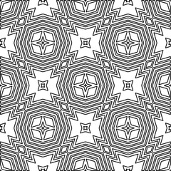 Monochrome ornamental texture with smooth linear shapes, zigzag lines, lace pattern.Abstract geometric black and white pattern for web page, textures, card, poster, fabric, textile.
