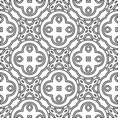 Monochrome ornamental texture with smooth linear shapes, zigzag lines, lace pattern.Abstract geometric black and white pattern for web page, textures, card, poster, fabric, textile.