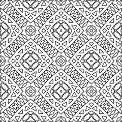  Monochrome ornamental texture with smooth linear shapes, zigzag lines, lace pattern.Abstract geometric black and white pattern for web page, textures, card, poster, fabric, textile.