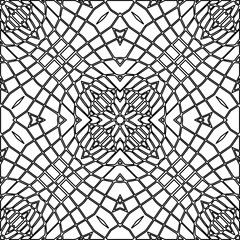  Monochrome ornamental texture with smooth linear shapes, zigzag lines, lace pattern.Abstract geometric black and white pattern for web page, textures, card, poster, fabric, textile.