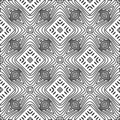  Monochrome ornamental texture with smooth linear shapes, zigzag lines, lace pattern.Abstract geometric black and white pattern for web page, textures, card, poster, fabric, textile.