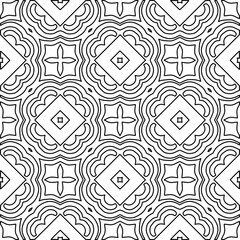  Monochrome ornamental texture with smooth linear shapes, zigzag lines, lace pattern.Abstract geometric black and white pattern for web page, textures, card, poster, fabric, textile.