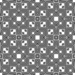  Monochrome ornamental texture with smooth linear shapes, zigzag lines, lace pattern.Abstract geometric black and white pattern for web page, textures, card, poster, fabric, textile.