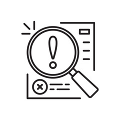 assesment for crisis audit icon with thin line page. concept of important tax statistics symbol or business procedure sign. simple linear alert doc logotype graphic web stroke design isolated on white