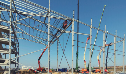 Warehouse steel construction - building in progress