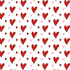 Fototapeta na wymiar beautiful red heart and pink heart pattern background, illustration graphic design fashion style.