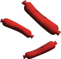 3d sausage icon isolated white