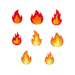 Set of red and orange fire flame vector