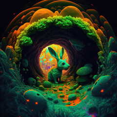 Rabbit Hole Acid Mind, Generative AI, Illustration