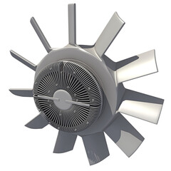 Engine Cooling Fan 3D rendering on white background