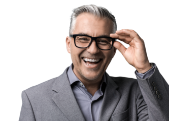 Smart businessman with glasses posing