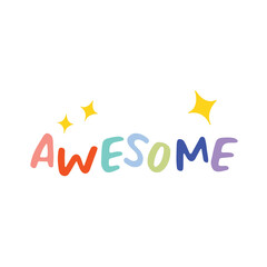 Sticker cute AWESOME word