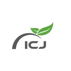 Fototapeta na wymiar ICJ letter nature logo design on white background. ICJ creative initials letter leaf logo concept. ICJ letter design. 